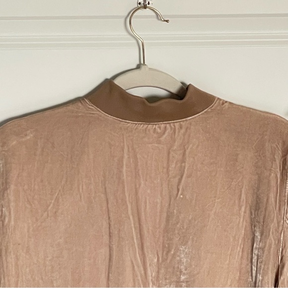 Madewell Tan Velvet Silk Blend Full Zip Bomber Jacket - 35565 - Picture 8 of 16